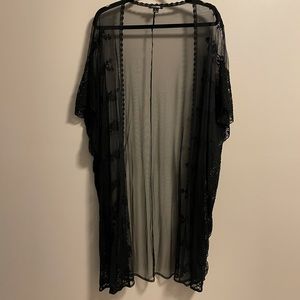 Women’s Black Mesh with Lace Kimono